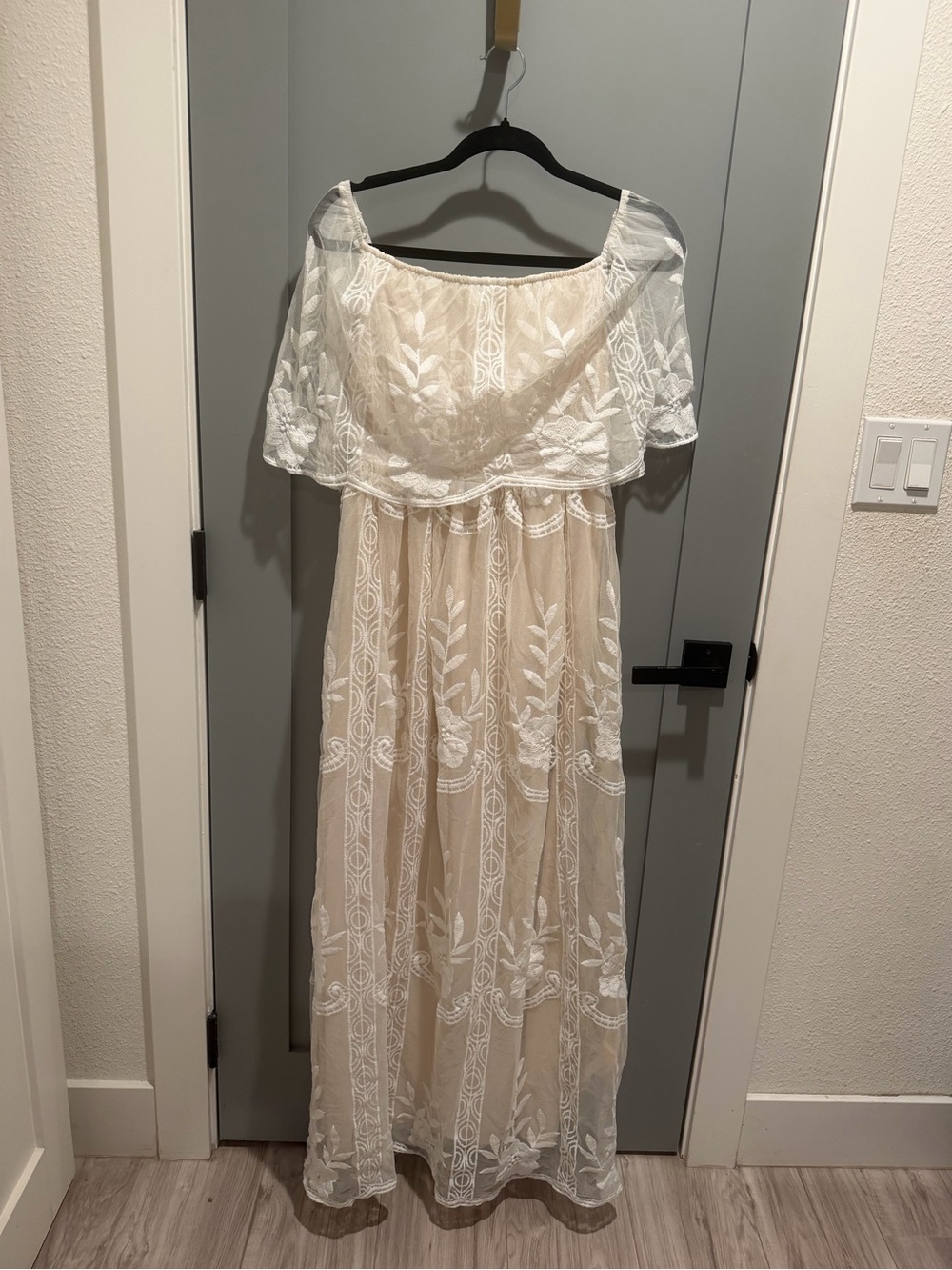 Baltic Born Off-Shoulder Ivory Lace Maxi Dress